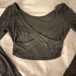 Dark Grey Crisscross Back Crop Top